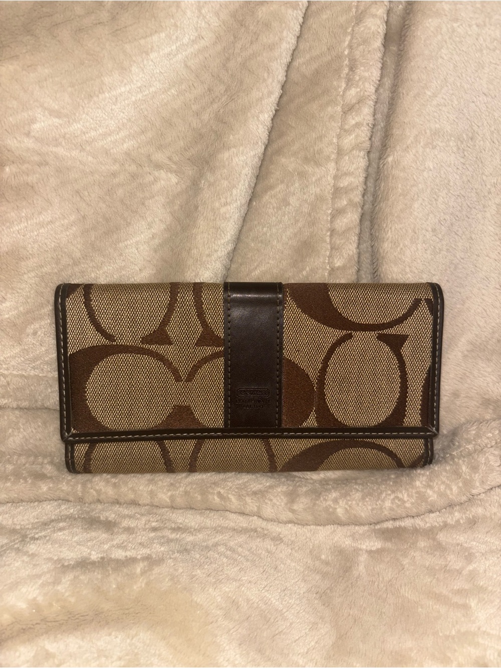 Vintage Coach Signature Canvas Checkbook Wallet